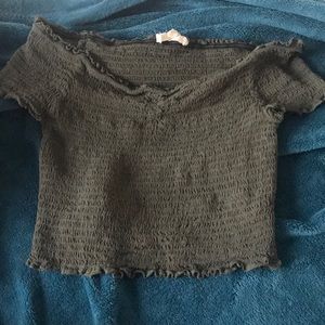 Army green cropped top
